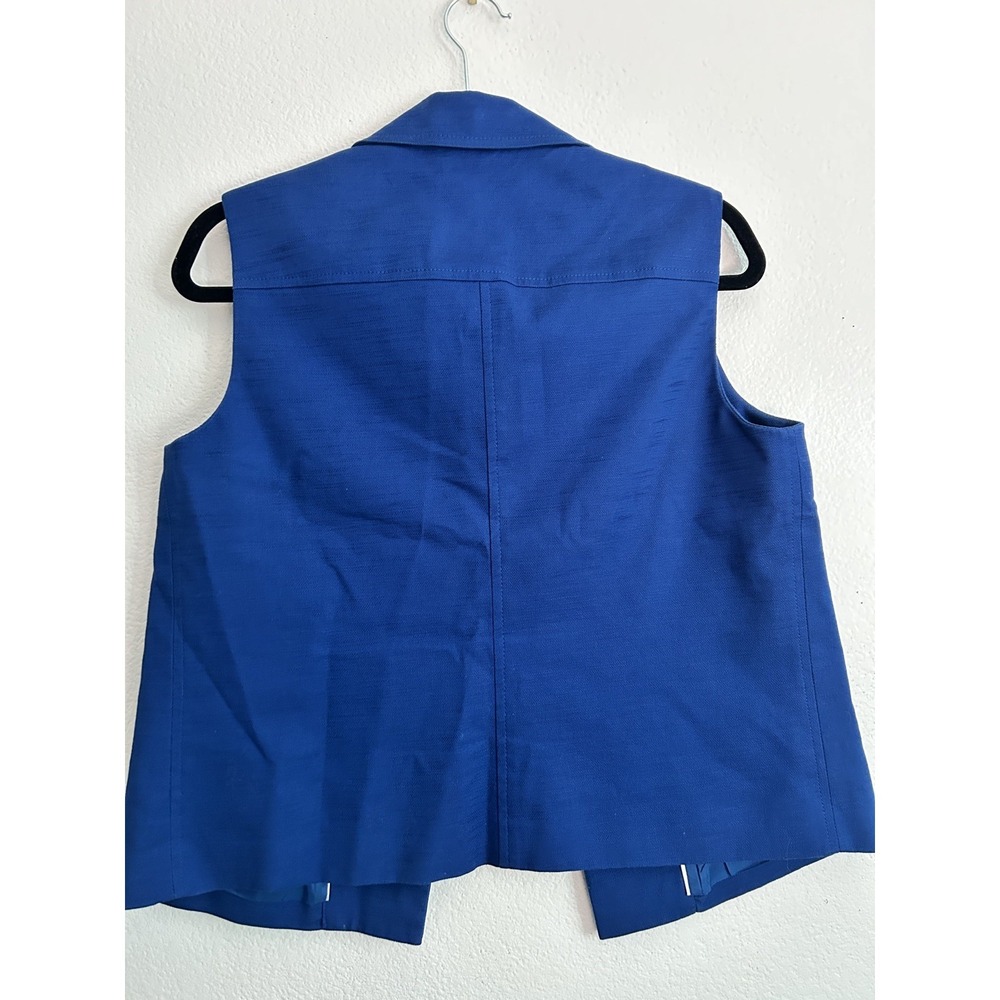 Anne Klein Women's Vest Royal Blue Double-Button Pocket Lined Jacket  Size 6 VTG - Picture 4 of 5